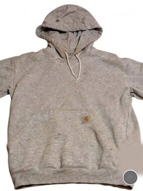 Carhartt Mens M Regular Fit Gray Pullover Fleece Hoodie Pockets Logo